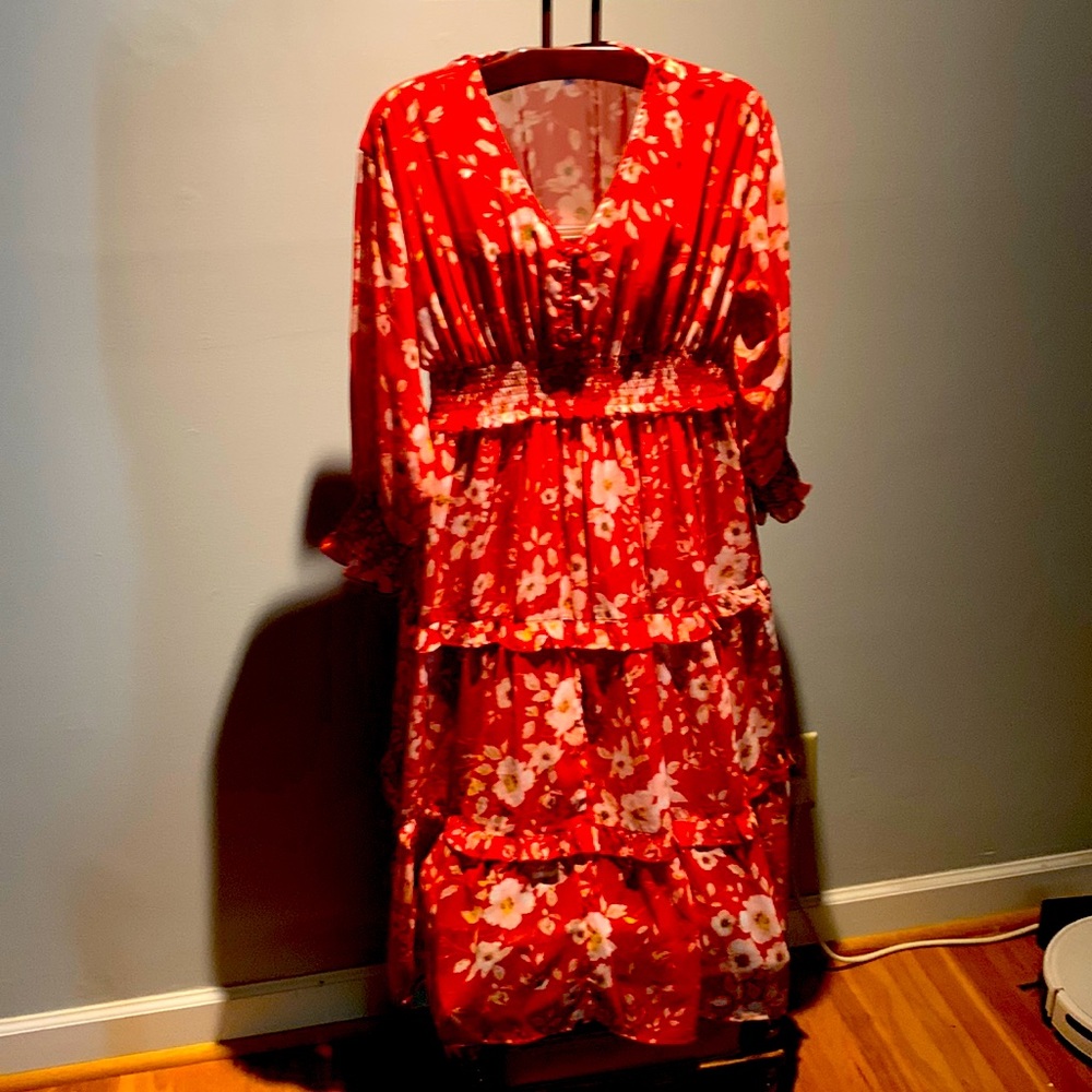 Beautiful floral red dress